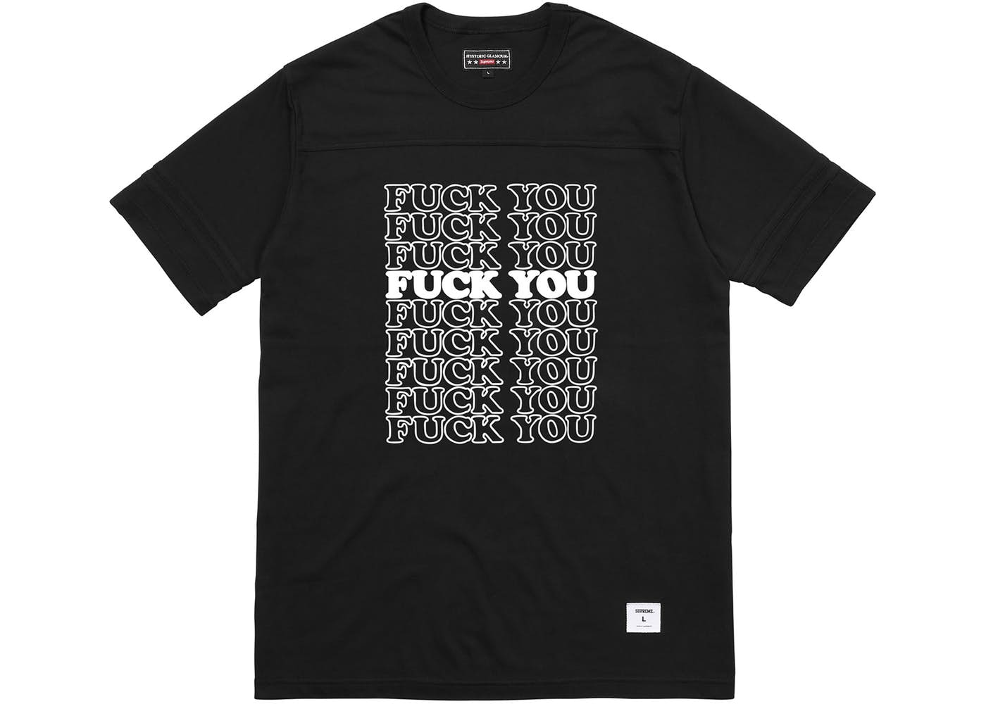 Supreme Hysteric Glamour Fuck You Football Tee Black