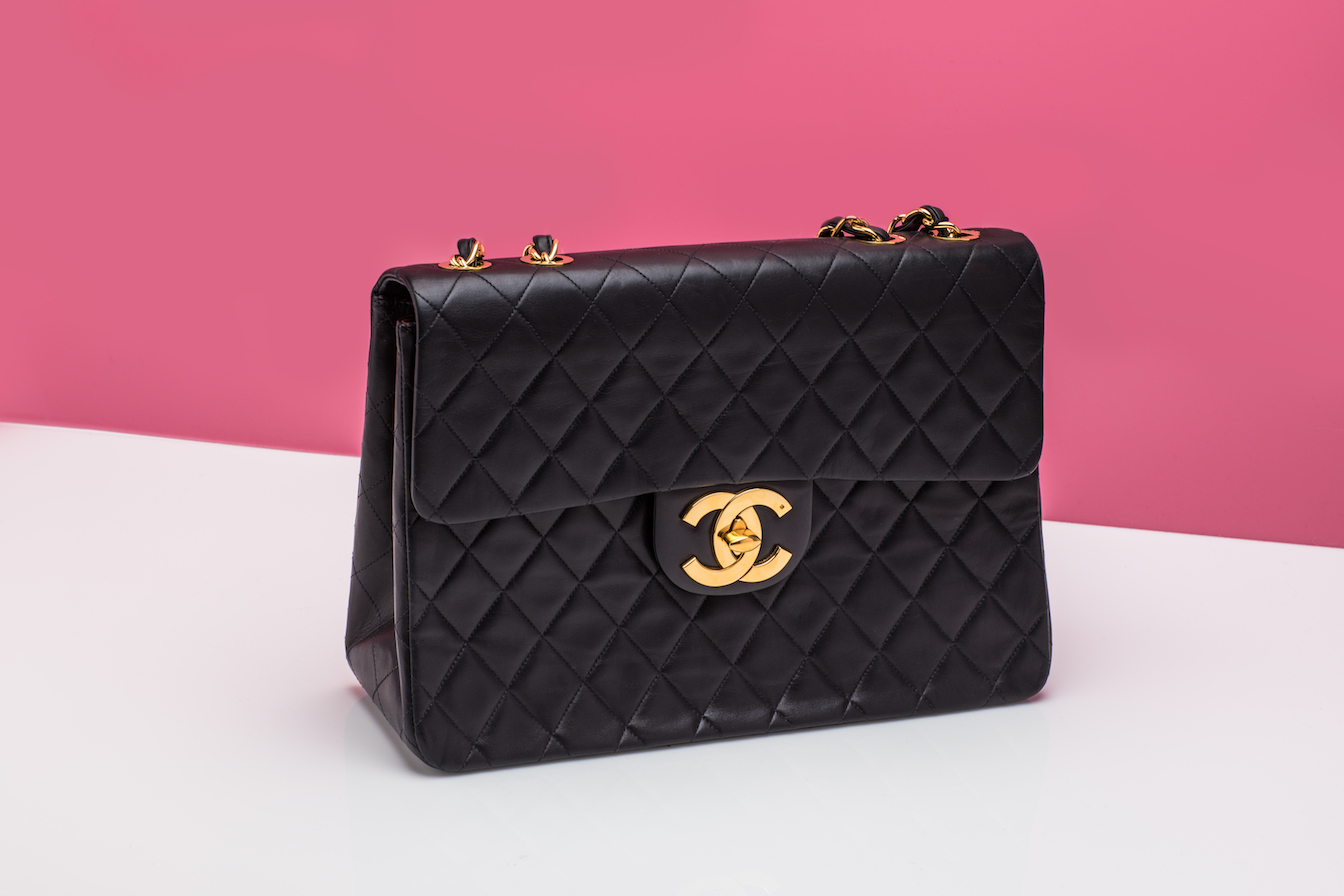 chanel classic black quilted handbag tote