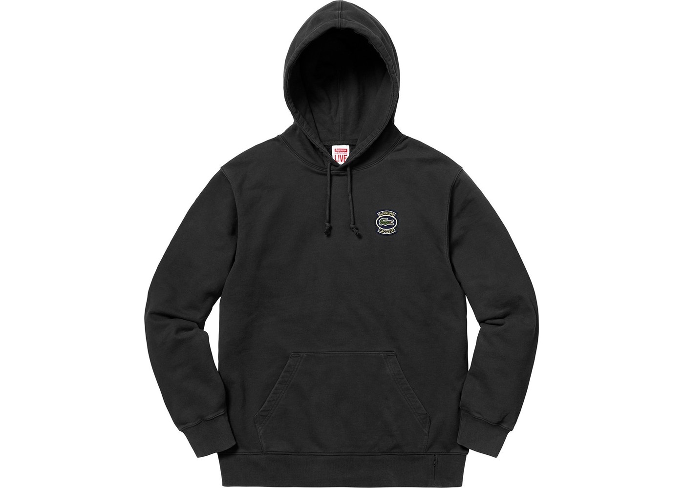 supreme/LACOSTE  hooded sweatshirt black