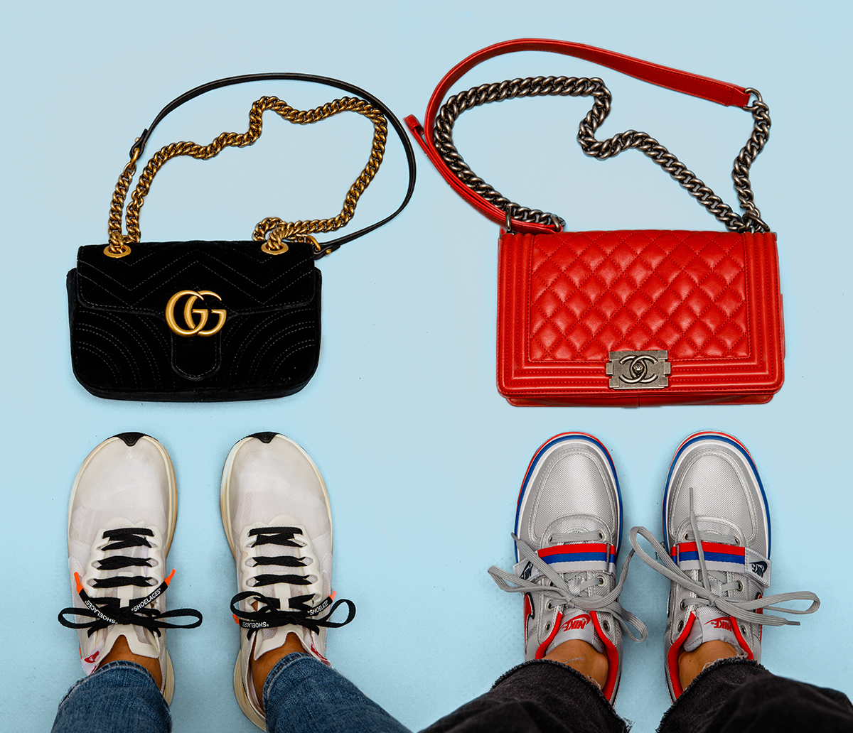 matching sneakers and purse set