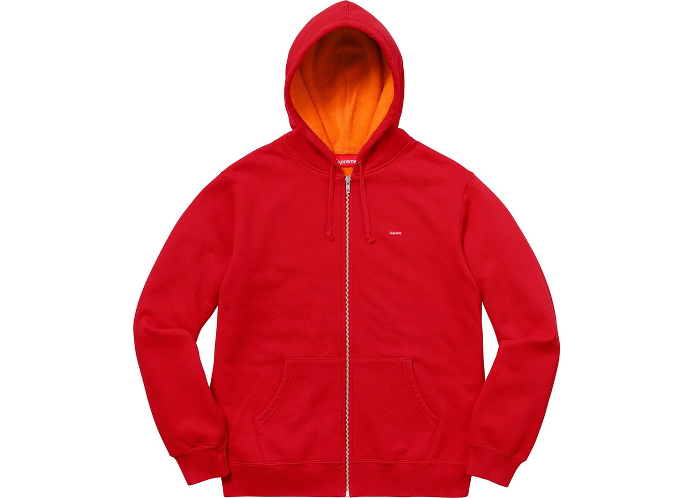 Supreme Contrast Zip Up Hooded Sweatshirt Red Spring/Summer 2018