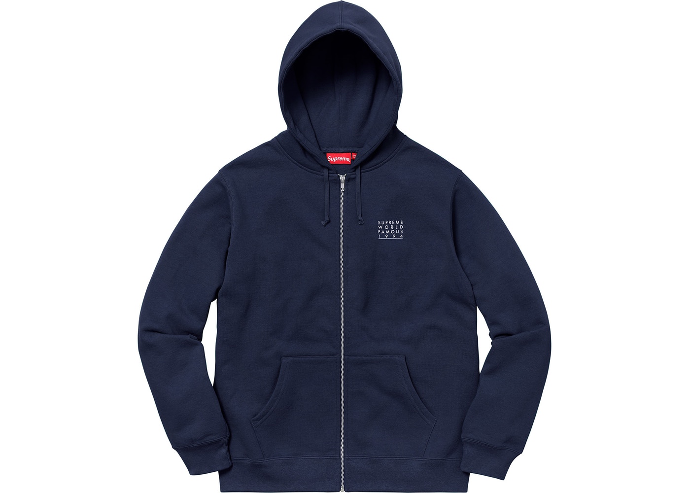 Supreme World Famous Zip Up Hooded Sweatshirt Navy