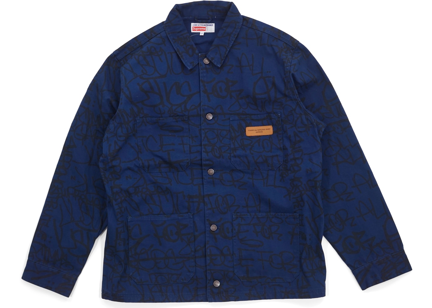 Supreme Comme des Garcons SHIRT Printed Canvas Chore Coat Navy