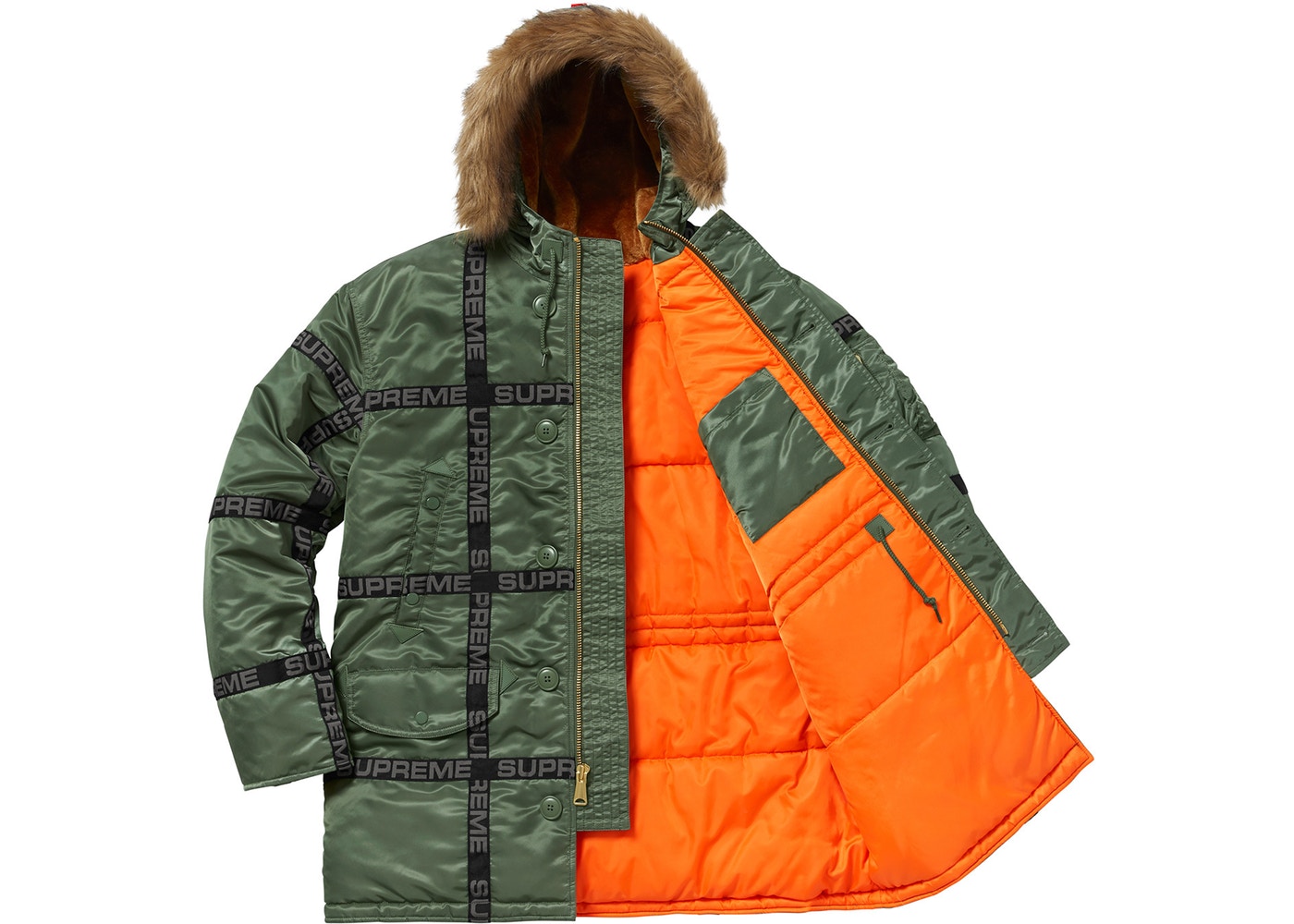 Supreme logo tape N-3B parka オリーブ-