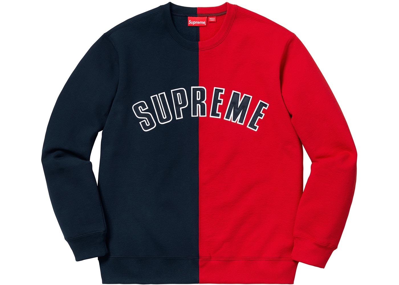 Navy blue shop and red sweatshirt