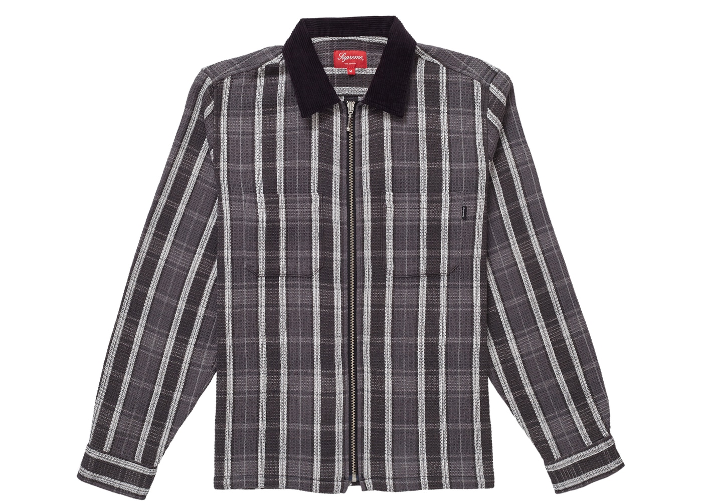 Supreme Plaid Thermal Zip Up Shirt Black Fall Winter 2018