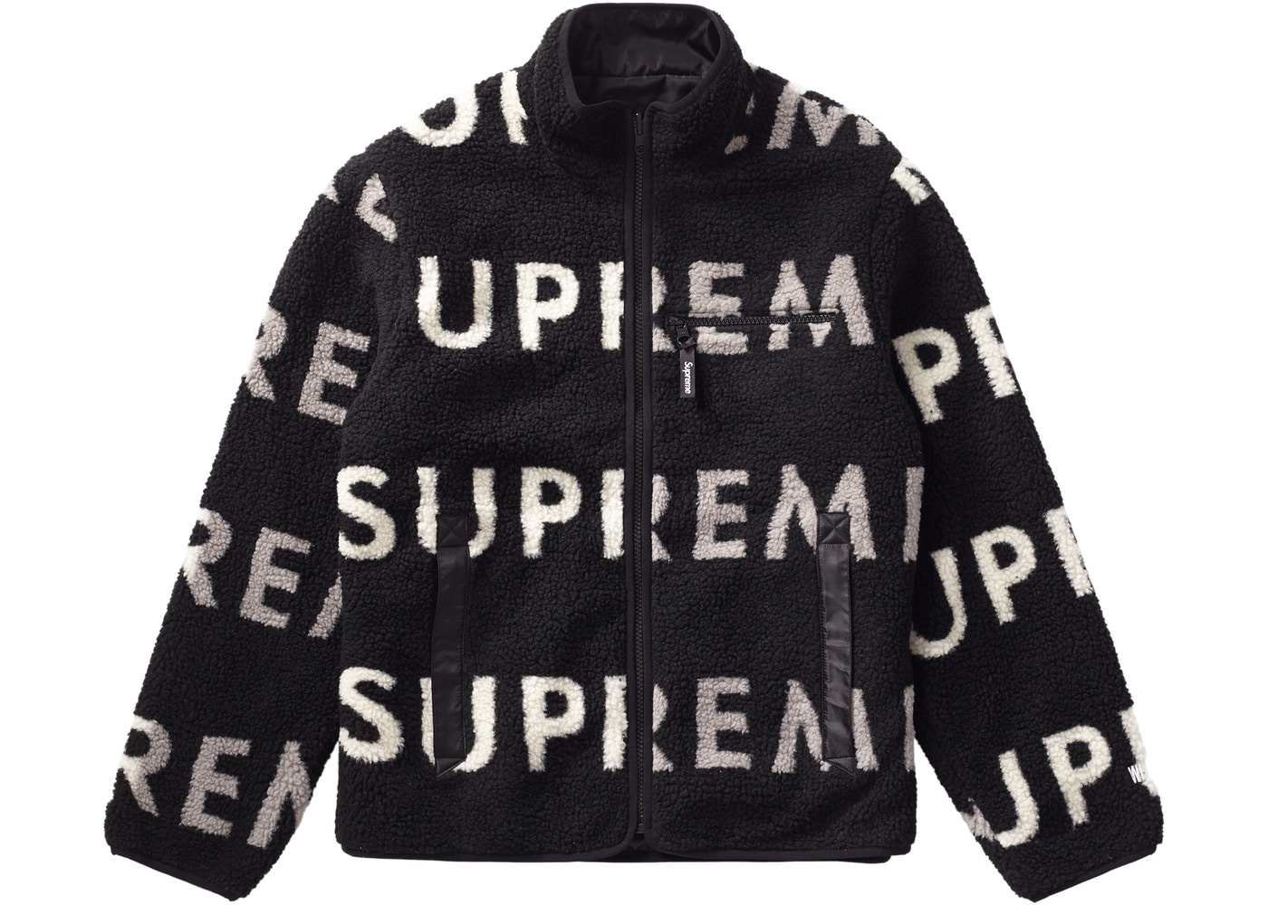 Supreme Reversible Logo Fleece Jacket Black Fall/Winter 2018