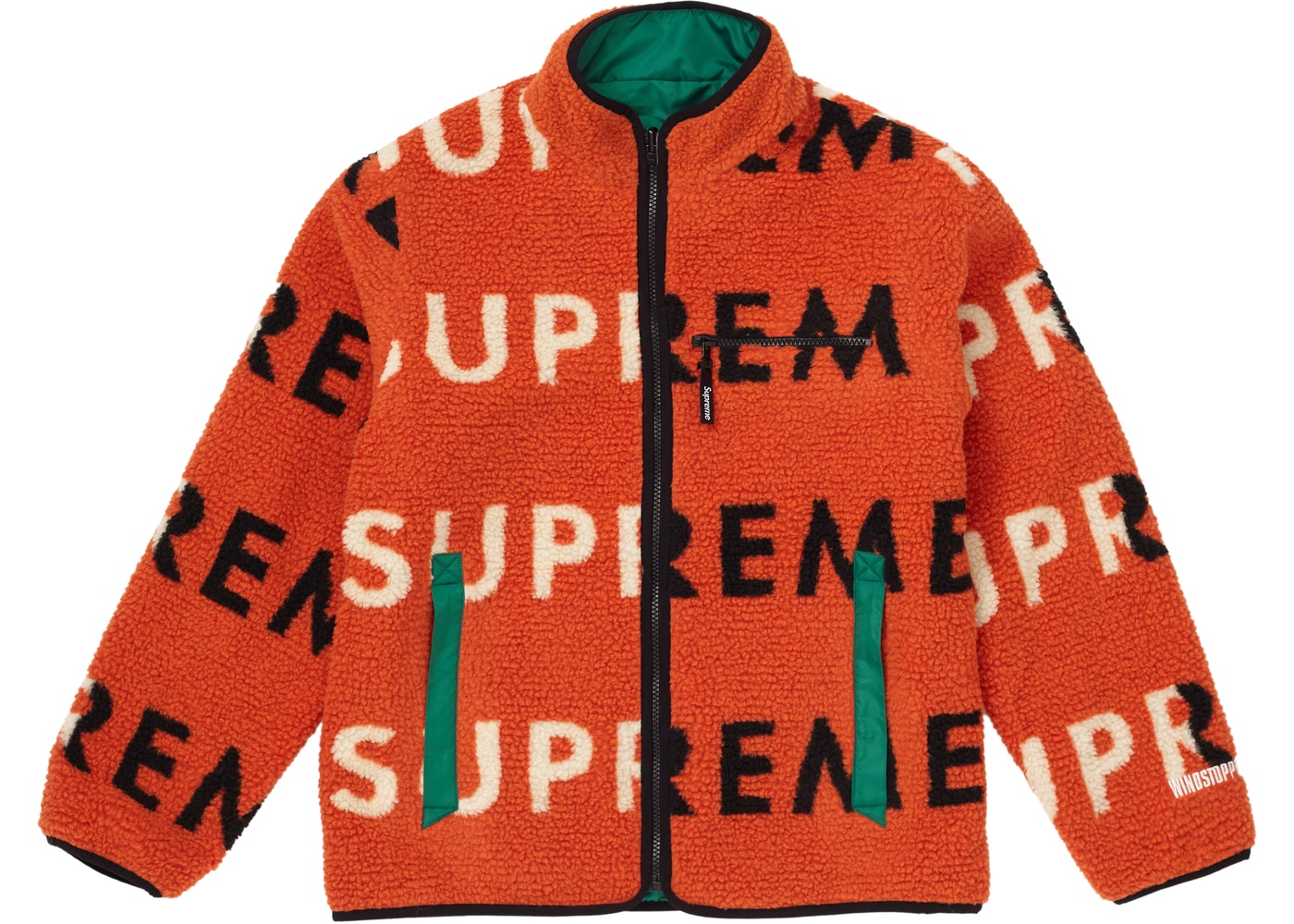 Supreme Reversible Logo Fleece Jacket Orange Fall/Winter 2018