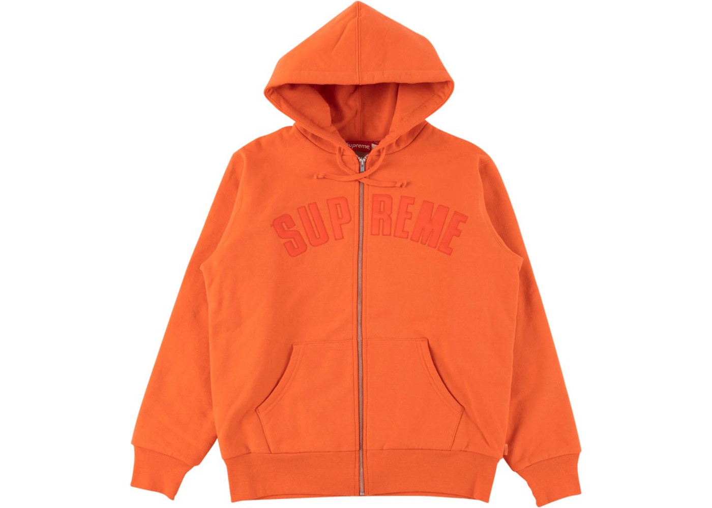 Supreme Arc Logo Thermal Zip Up Sweatshirt Bright Orange