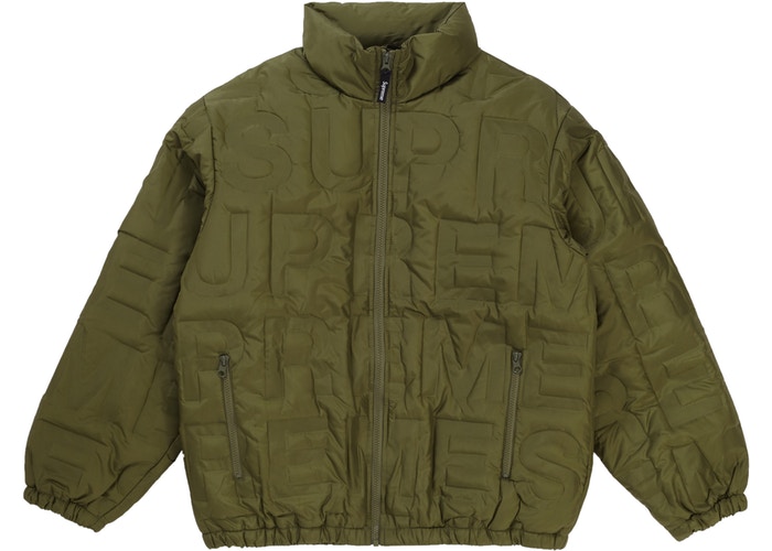 Supreme Bonded Logo Down Jacket Olive Spring/Summer 2019