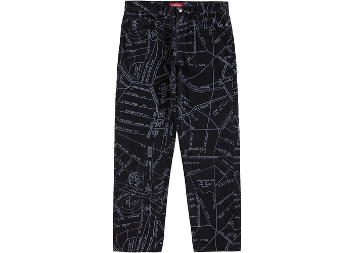 Supreme Gonz Map Denim Painter Pant Washed Black