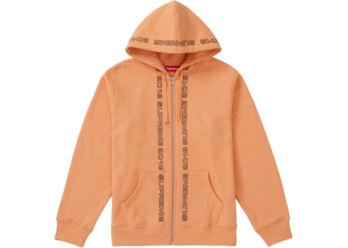 Supreme Topline Zip Up Sweatshirt Pale Orange Spring/Summer 2019