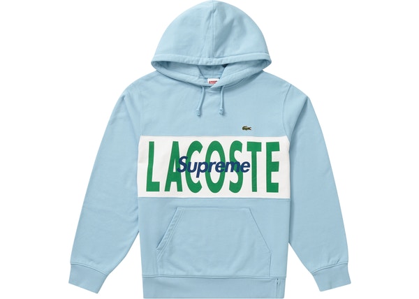 Supreme LACOSTE Logo Panel Hoodie Light Blue - StockX News