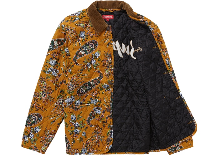 supreme quilted Paisley jacket mustard-