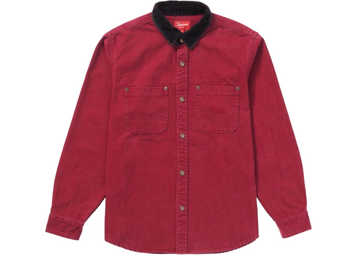 Supreme Script Canvas Snap Shirt Plum Fall/Winter 2019