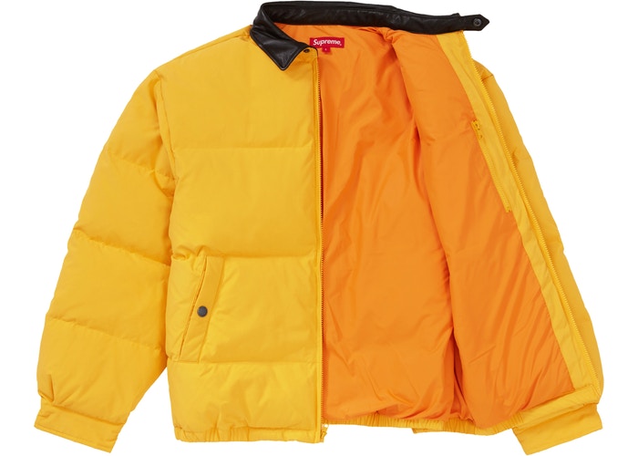 待望 Supreme Leather Collar Puffy Jacket - ジャケット/アウター