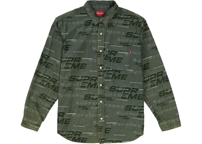 Supreme Dimensions Logo Denim Shirt Green Fall/Winter 2019