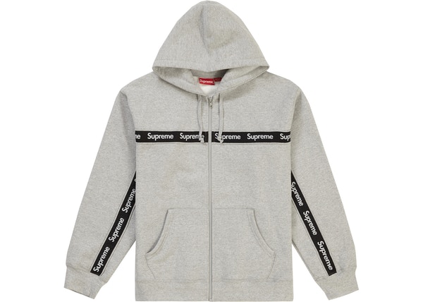 supreme text stripe zip up hooded