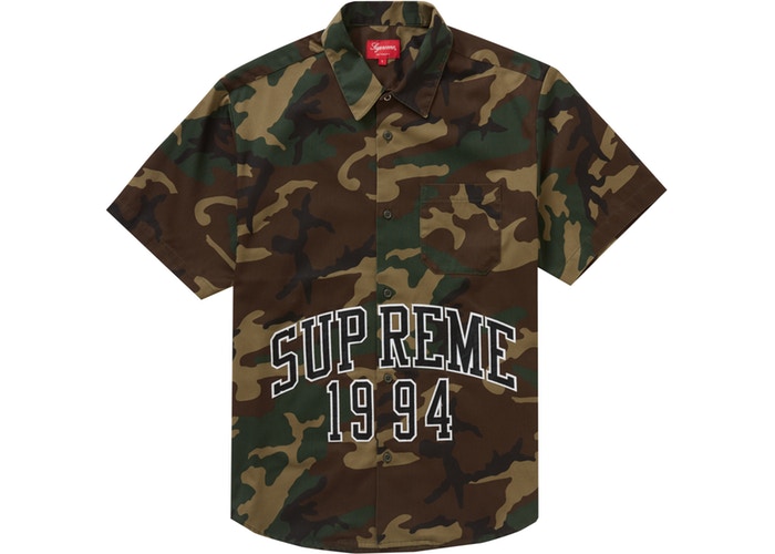 Supreme Arc Logo S/S Work Shirt Woodland Camo