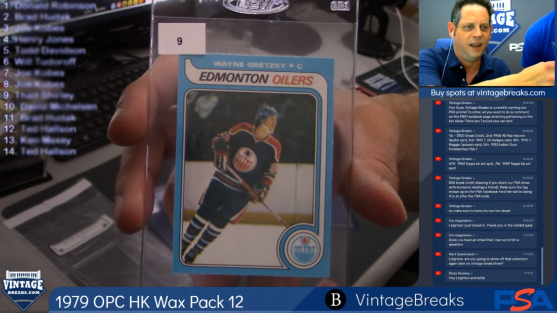 Leighton Pulling a 1979 Gretzky from a 1979 O-Pee-Chee Wax Pack