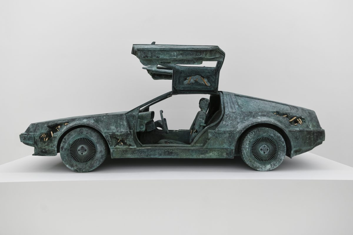 Bronze Eroded DeLorean by Daniel Arsham
