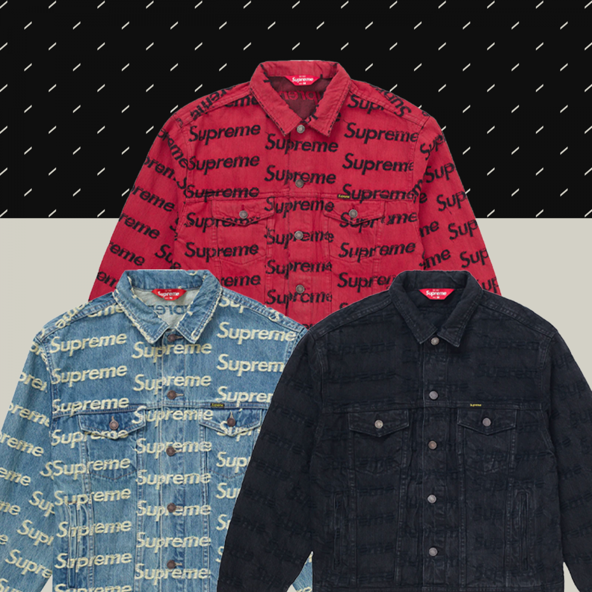 Supreme Frayed Logo Denim Trucker Jacket-