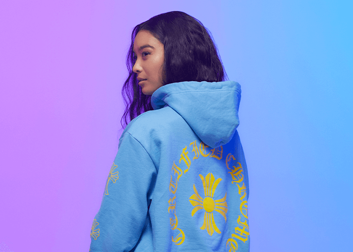 送料/関税込み★Chrome Hearts x Drake Girls Love パーカー 青 X Drake Girls Love Chrome Hoodie 