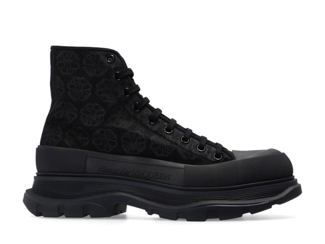 Alexander McQueen Sneakers Tread Slick Boot Black Jacquard Floral