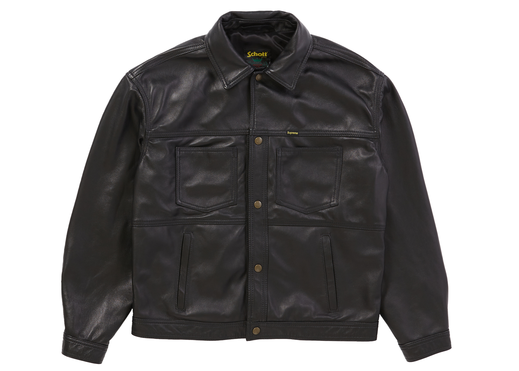 Supreme Schott Leather Work Jacket Black Men's - SS22 - US
