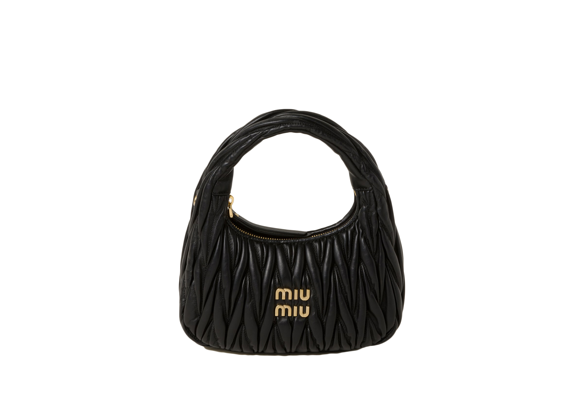 Women's Vintage Effect Leather Small 'miu Wander' Hobo Bag by Miu Miu